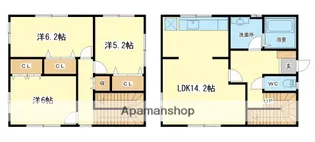 兵庫県姫路市辻井6丁目【テラスハウス】の間取り