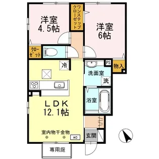 セーフティー コート Ⅱ【Ⅱ11号室】の間取り