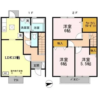 オークスコート西新在家 B棟【1階】の間取り