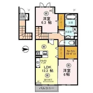 ローヤルヴィラ勝原【206号室】の間取り