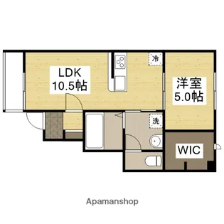 リュッケ御立中【102号室】の間取り