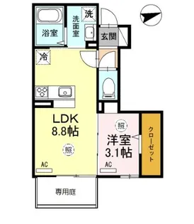 リッチキャッスルⅢ【1階】の間取り