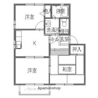 フレグランス狭間 B【202号室】の間取り