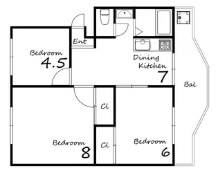 溝口ハイツ【C-2号室号室】の間取り