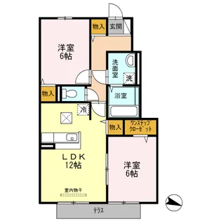 ベルビュウ【1階】の間取り