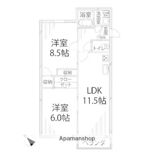 ヘーベル八代【1階】の間取り
