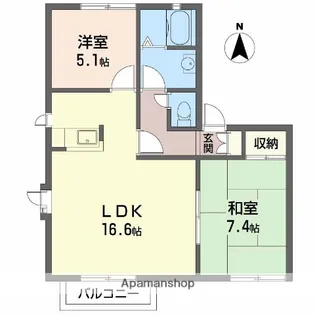 ディアス三木 B【203号室】の間取り