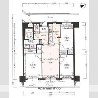 ロワイヤル田寺弐番館【803号室】の間取り