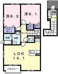 クール・ヴィヴァーチェB【2階】の間取り