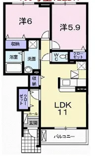 フェリア香呂B【1階】の間取り