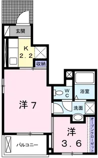 カーサ・プレッソ【102号室】の間取り