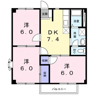 ブルースカイ今宿【1階】の間取り