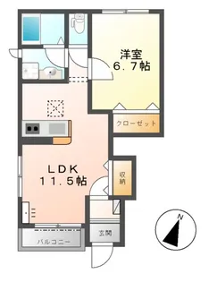 West HouseⅡ【101号室】の間取り