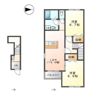 ソレイユ元宮Ⅱ【2階】の間取り
