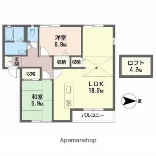 ザックス英賀保 A【202号室】の間取り