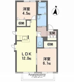 ディアス柿の木 B【205号室】の間取り