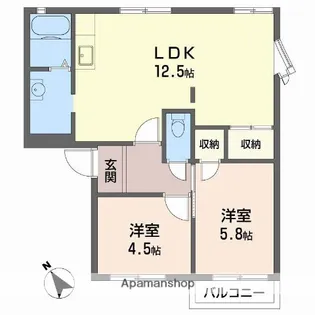 ネオハイツ・ロッキー A【102号室】の間取り