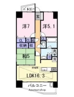 ポレスター三左衛門堀【201号室】の間取り