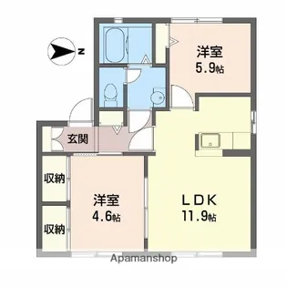 ディアス東南 B【101号室】の間取り