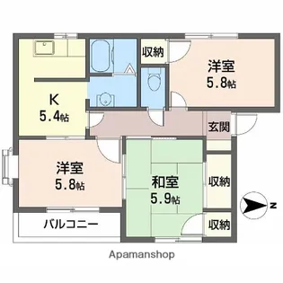 プリミエール国分寺 B【101号室】の間取り