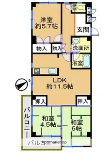 セントラル向陽台【201号室】の間取り