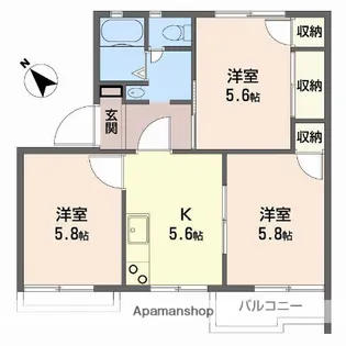 タウニィ北平野 A【201号室】の間取り