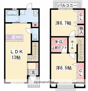 ルッソスパジオ【B-104号室】の間取り