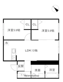 TIME今宿【102号室】の間取り