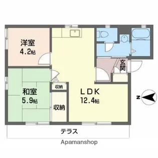 ディアス花北 B【101号室】の間取り