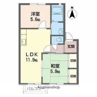 メゾンさくらB【202号室】の間取り