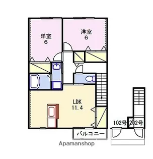 グランドゥール飾東【2階】の間取り