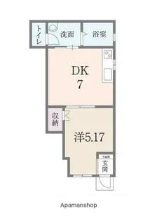 網干区余子浜第2アートハイツ【1C号室】の間取り