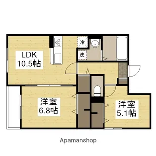 ラウレア元塩町【103号室】の間取り