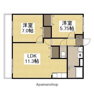ウエストリバーB棟【203号室】の間取り