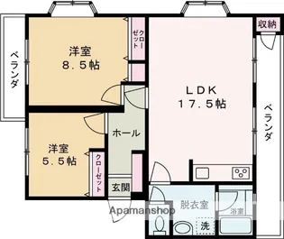 エメラルドマンション北平野【3階】の間取り