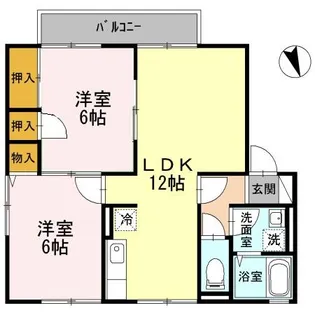 サニーハイツ田寺 A棟【A205号室】の間取り