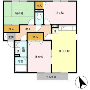 ヴィラウィッシュ【B202号室】の間取り