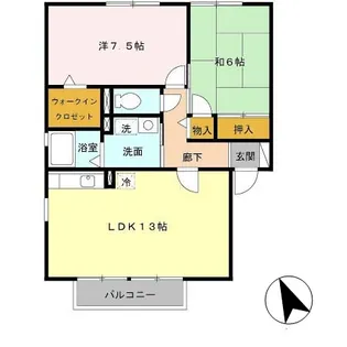 ヴィラウィッシュ【A201号室】の間取り