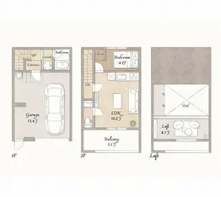 姫路市広畑区蒲田ガレージハウス【1号室】の間取り