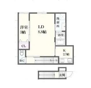 ボヌール妻鹿駅前【202号室】の間取り