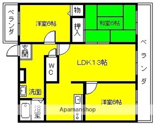 ガーデンハイツ明日香【6階】の間取り