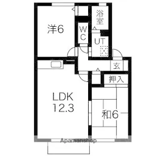 グランベールⅡ【2階】の間取り