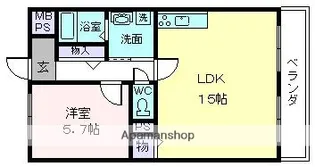 ライト・ワン(1LDK)【2階】の間取り