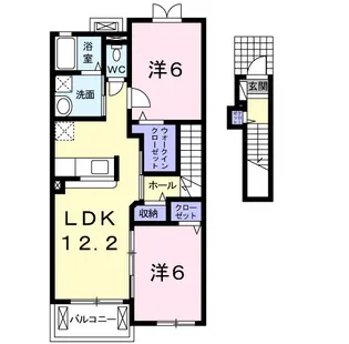 プラシード勝根B【2階】の間取り