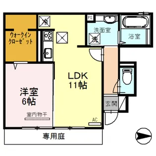 エコヴィル巻口 B棟【1階】の間取り