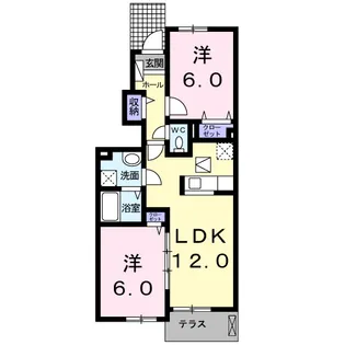 サンシャインヴィレッジ桜井A棟【1階】の間取り
