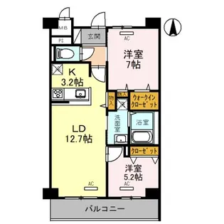 セレニティプレイス 桂【2階】の間取り