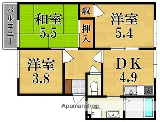 ボナール高塚台B棟【1階】の間取り