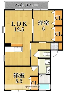 セゾン西の京【1階】の間取り