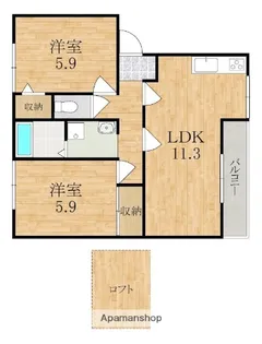 エクセランス朱雀【2階】の間取り